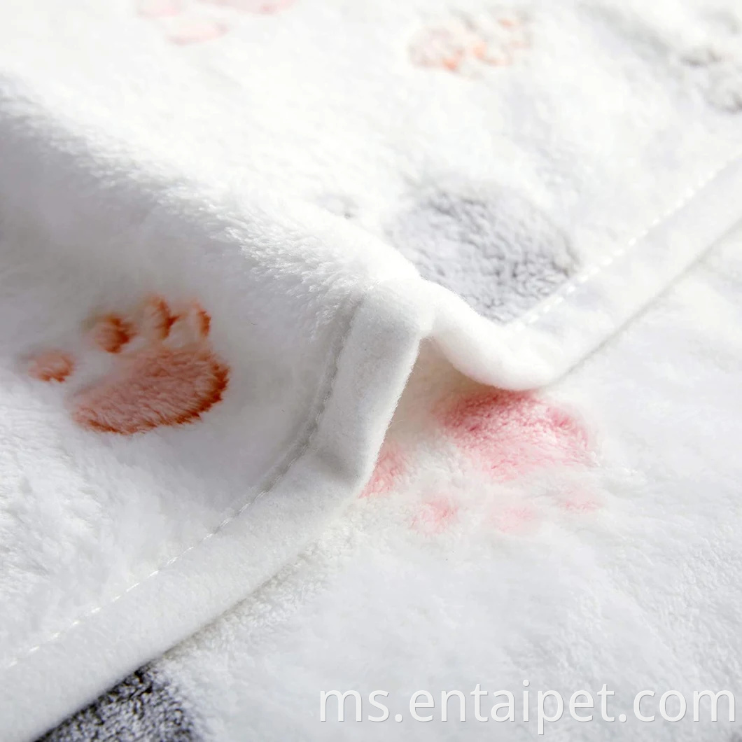 Produk haiwan peliharaan Reka bentuk cetakan comel yang boleh dibasuh selimut berbulu untuk anak kucing kucing anak anjing